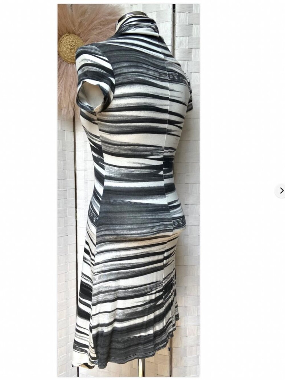 Matti Mamane Black & White Striped Asymmetrical Zip Dress Size XS - Picture 4 of 11